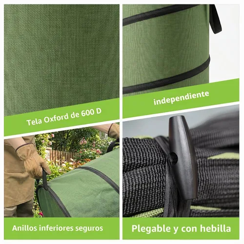 Vista 3 de Papelera para acampar, papelera emergente/papelera de reciclaje, cubo de basura reutilizable para exteriores, para jardín, patio, bolsa de basura