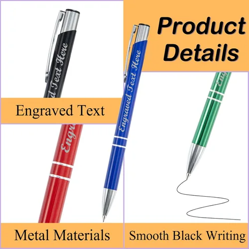 Vista 2 de Bolígrafos personalizados a granel con grabado sin nombre, bolígrafo de impresión personalizada, bolígrafo de metal pastel, regalo personalizado