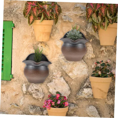 Vista 4 de GANAZONO 1 pieza de lavabo colgante decoración floral decoración de cama macetas montadas en la pared mini maceta colgante de cerámica maceta bonsái