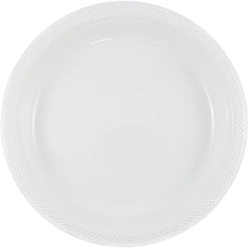 Vista 18 de Platos para fiesta de plástico redondos y cuadrados colorido de 7, 8, y 9 pulgadas, 10/20 platos por paquete, Negro