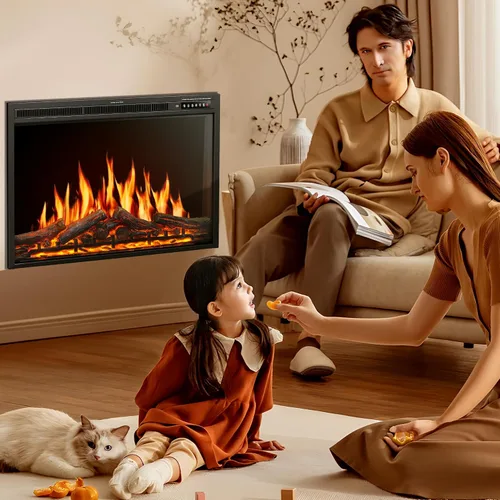 Vista 7 de Xbeauty Inserto de chimenea eléctrica de 37 pulgadas, efecto de llama