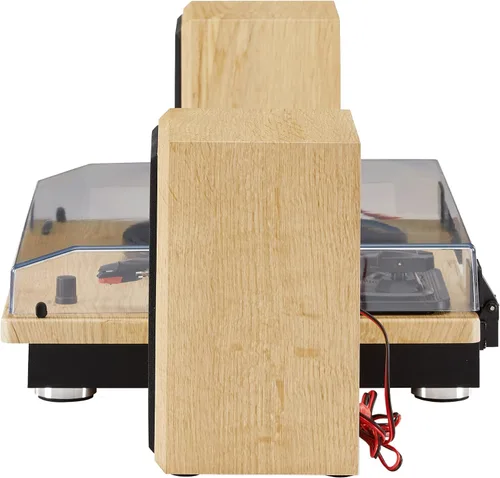 Vista 4 de Crosley CR6043A-NA Brio Sistema de estante giratorio Bluetooth con altavoces incluidos, natural