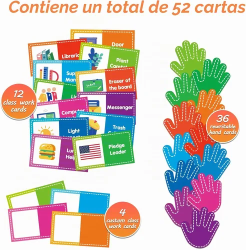 Vista 6 de ABCxGOOD Tabla de Bolsillo Manos que Ayudan, Tabla de Trabajos y Gestión para el Aula, Suministros Esenciales para el Aula Preescolar, Ideal