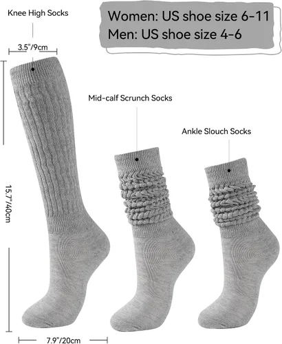 Vista 3 de Slouch Socks Women,Scrunch Socks,Knee High Slouchy Socks for Women