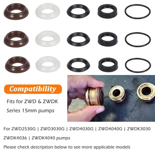 Vista 2 de Bonbo Kit de sellado de agua de embalaje 5019006400 se adapta a ZWD y ZWDK Series 0.591 in Bombas Pistón Kit de sello de lavado a presión