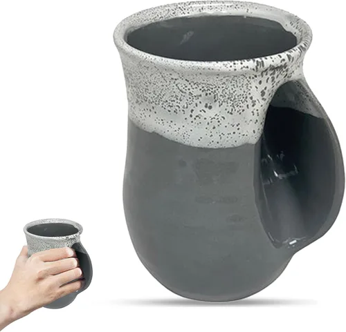 Vista 22 de Clay in Motion - Taza calentadora de manos para diestros, diseño Ocean Tide Marea del Océano