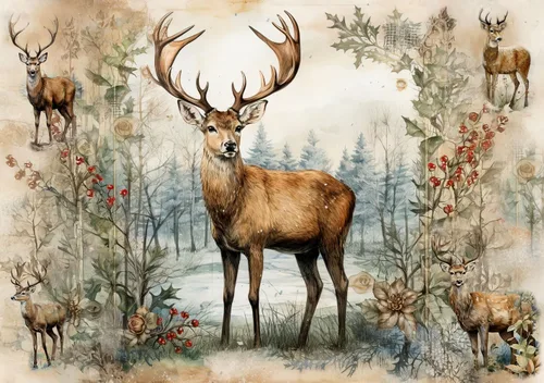 Vista 15 de Papel de arroz para decoupage A4, papel vintage para decoupage, papel vintage (Highland de Navidad - 2 hojas)