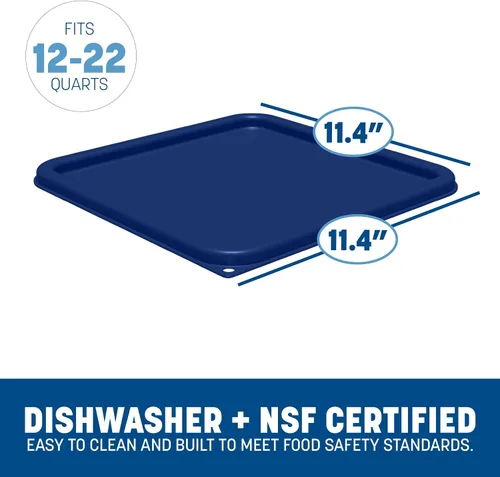 Vista 3 de CFS Squares - Tapa de plástico para almacenamiento de alimentos, 12-22 cuartos de galón, color azul rey