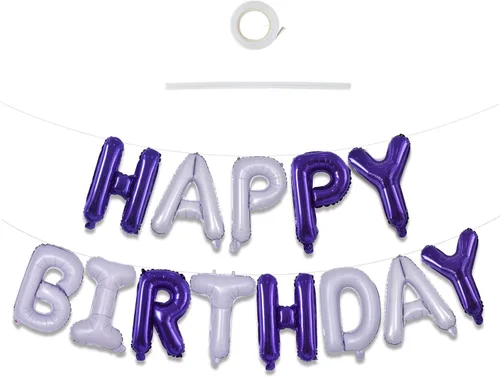 Vista 50 de TONIFUL Pancarta de Globos Negros de Feliz Cumpleaños de 16 Pulgadas con Letras de Papel de Aluminio Mylar, Cartel Banderín Reutilizable