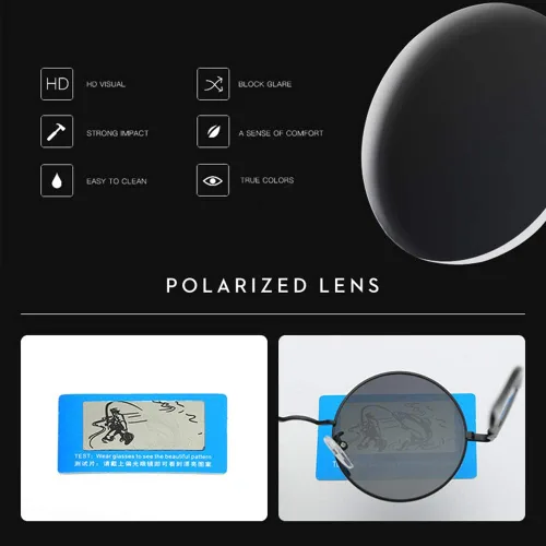Vista 6 de Gleyemor John Lennon - Lentes de sol polarizados pequeños y redondos para hombres y mujeres, círculos hippie, lentes rojos y amarillos