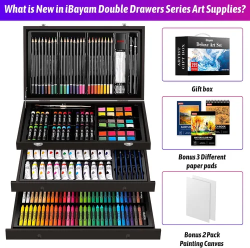 Vista 6 de iBayam Juego de Arte Deluxe, Caja de Regalo para Artista de 195 Piezas, Kit de Dibujo y Pintura de Artes y Manualidades, Suministros de Arte