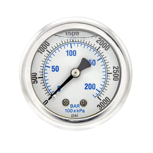 Vista 20 de PIC Gauges 202L-204M Medidor de presión relleno de glicerina con carcasa SS/bisel, internos de latón, lente de PC, dial de 2 pulgadas, rango