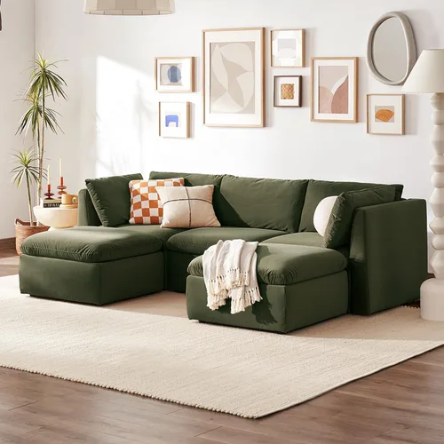 Vista 23 de mopio Sofá Seccional Modular de Gran Tamaño con Fundas Completamente Extraíbles y Almacenamiento, Convertible en Forma de U, en Forma de L