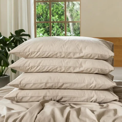 Vista 45 de MooMee Juego de 2 fundas de almohada de cuadros 100% algodón lavado con textura parecida al lino, transpirable, duradera, suave y cómoda