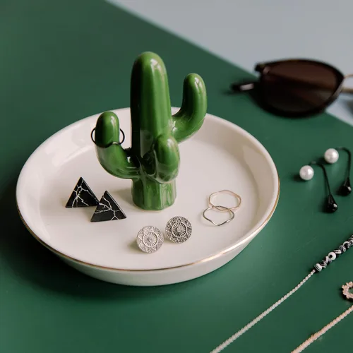 Vista 2 de mono living Soporte para anillos de cactus, bandeja de joyería para adolescentes, niñas, plantas pequeñas, cosas geniales, decoración bohemia