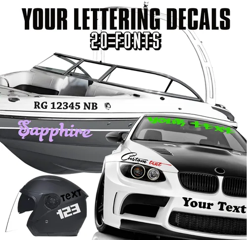 Vista 2 de Adhesivo de letras personalizado con tu nombre, número o texto personalizado para portátiles, automóviles, camiones, barcos. Haz tu propio diseño