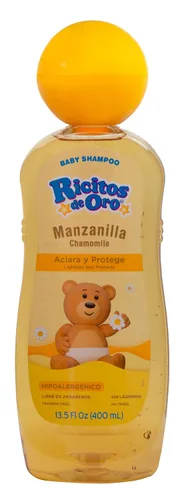 Vista 4 de Ricitos de Oro Shampoo para bebé, Limpiador, Acondicionador y Aclarante con Extractos de Manzanilla, Aclara y Acondiciona, Libre de Parabenos