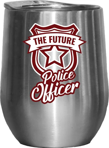 Vista 9 de Cool The Future Police Officer Badge Coffee & Tea Mug Cup or Cop Stuff - 12oz Wine Tumbler Black