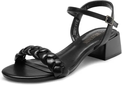 Vista 21 de DREAM PAIRS Zapatos de tacón bajo para mujer con correa de tobillo y puntera abierta trenzada, tacón grueso, sandalias de tacón grueso para fiestas