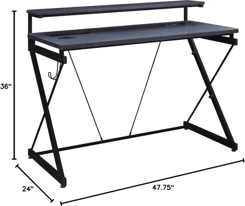 Vista 16 de OSP Home Furnishings Emulator Battlestation - Escritorio para juegos con luces LED RGB, color negro