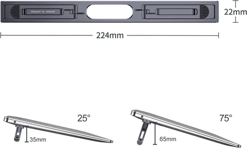 Vista 8 de Elevadores de computadora portátil para escritorio, soporte para laptop de 4 alturas ajustables, elevador de teclado, patas ergonómicas