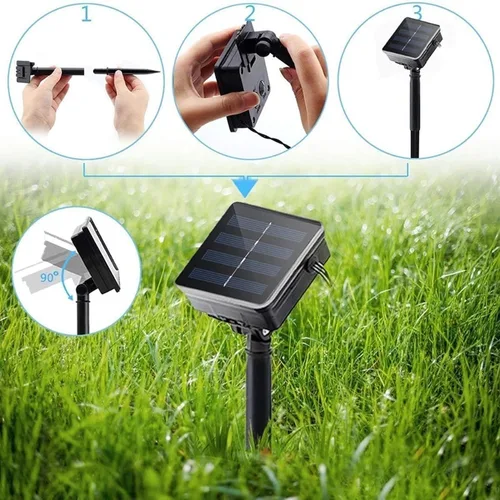 Vista 9 de Guirnalda de luces LED con cono de pino, impermeable, 16.4 pies, 20 LED, funciona con energía solar, para jardín, valla, árboles de Navidad, boda 20