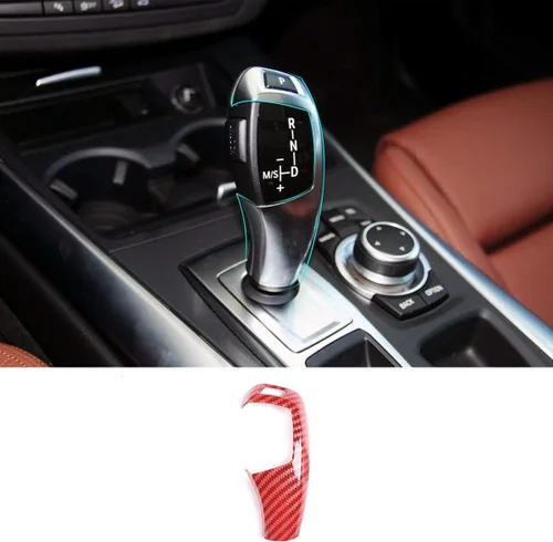 Vista 4 de Cubierta de la cabeza de la perilla de palanca de cambios de plástico ABS para BMW X5 X6 E60 E70 E71 2008-2013, serie 5 2008-2010