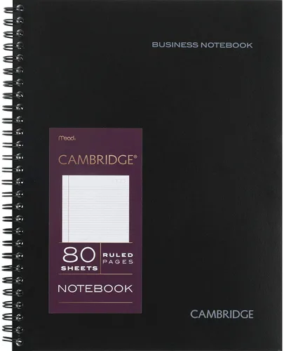 Vista 2 de Cambridge Cuaderno limitado, paquete de 6 cuadernos negros, con rayas legales, cuaderno profesional de negocios, 80 hojas, diario de oficina