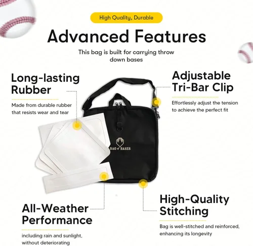 Vista 2 de Easy Play Deportes y aire libre, niños y adultos – Juego de bolsas de base de goma – Béisbol, Kickball, Tee Ball, Wiffle Ball – Práctica, patio
