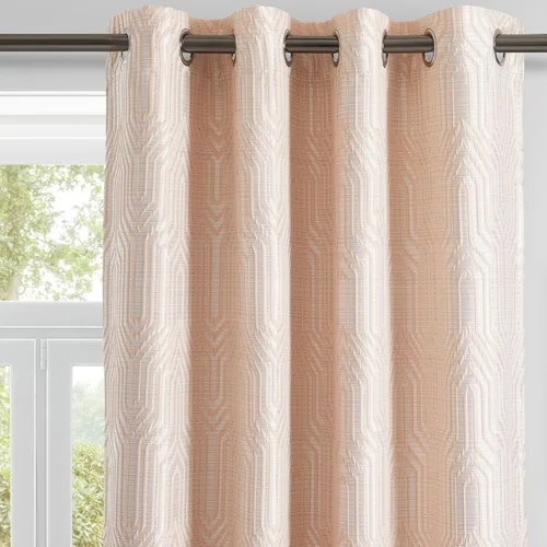 Vista 19 de Cortinas de patrón geométrico jacquard 100% opacas beige y plateado, 42 pulgadas de ancho y 63 pulgadas de largo, 2 paneles con aislamiento térmico