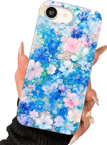 Vista 49 de I-MGAE-IN-AR Funda compacta para iPhone 12 Pro, diseño colorido de flores iridiscentes, holográfica, brillante, bonita funda para iPhone 12