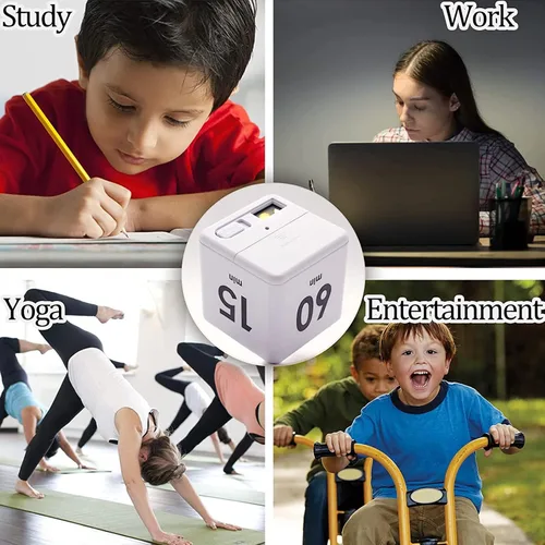 Vista 5 de Temporizador de cubo, gestión del tiempo y ajustes de cuenta regresiva con sensor de gravedad, temporizador abatible para estudiar, cocinar, leer