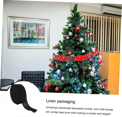 Vista 4 de TEHAUX 2 rollos de arpillera para envolver Navidad, cinta rizadora, cinta decorativa, cinta de coser, decoración de cinta de Navidad, cinta rizada