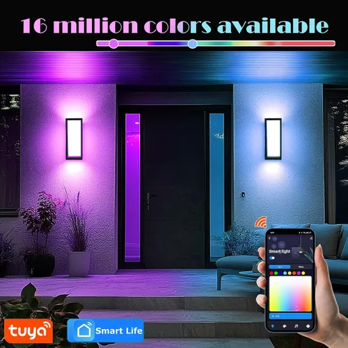 Vista 4 de iYogaled Luminarias de pared LED inteligentes, paquete de 1 apliques de pared RGB con cambio de color para exteriores, accesorios de iluminación