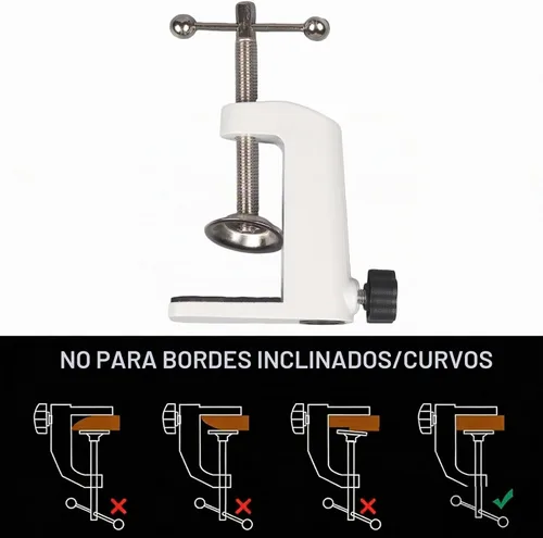 Vista 5 de Soporte de lámpara universal con abrazadera en C Base de abrazadera de montaje de escritorio para luces de brazo oscilante, iluminación de Blanco
