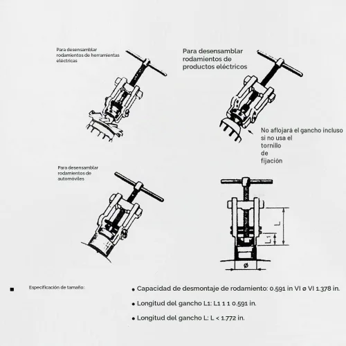 Vista 7 de Herramienta de extracción de engranajes de dos mandíbulas ajustable, kit de extracción de bomba de 2 pulgadas de acero al carbono para motocicleta
