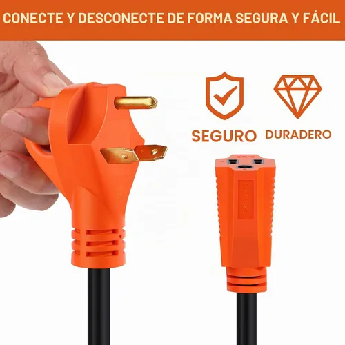 Vista 7 de Cable adaptador RV de 30 amperios a 15 amperios, TT-30P a 5-15R Dogbone 30 Amp to 110 Volt RV Electrical Power Adapter, 12/3 Gauge RV Dogbone