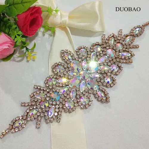 Vista 5 de Apliques de cuentas de perlas de diamantes de imitación rojos apliques de novia accesorios de cristal de ajuste de diamantes de imitación