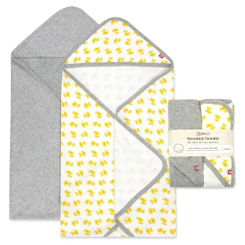 Vista 9 de Zutano Toallas de bebé con capucha, toalla de baño de algodón orgánico, toalla de bebé ultra suave y absorbente para recién nacidos y bebés, juego