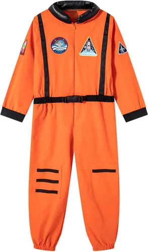 Vista 2 de LENSOUS Disfraz de astronauta de la Fuerza Aérea para niños, disfraz de piloto espacial de combate de Halloween, juego de rol para niños y niñas