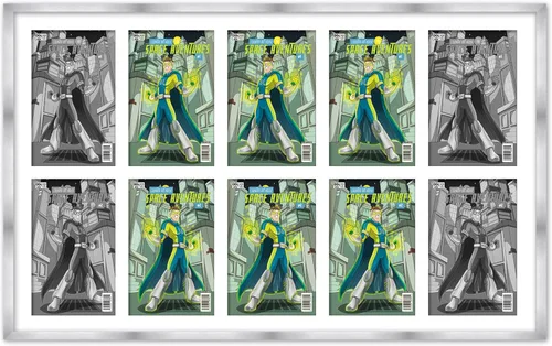 Vista 8 de Marco de cómic blanco mate para cómics publicado entre 1938 y 1955 (marco de madera maciza de cómic de la edad dorada) hecho para mostrar 4 cómics
