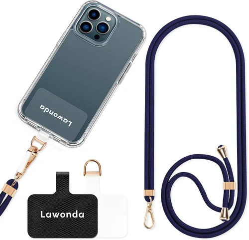 Vista 9 de Cordón universal para teléfono celular, correa antirrobo ajustable para el cuello para iPhone 17 Pro Max, 2 parches de teléfono, almohadillas