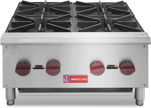 Vista 8 de WESTLAKE Cocina de gas comercial para encimera, 2 quemadores de gas natural y propano con 50,000 BTU, estufa de cocina de encimera de 12 pulgadas