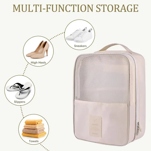Vista 3 de GobbaGoods Bolsa para zapatos con capacidad para 3 pares de zapatos, bolsa de almacenamiento para viajes y uso diario, con 5 piezas, bolsa