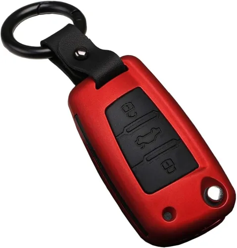 Vista 10 de SANRILY para Audi A3 Funda para Llavero 2017 2018, Fibra de carbono patrón rojo (Carbon Fiber Pattern-Red)