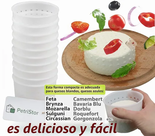 Vista 4 de PetriStor - Molde de queso pequeño para hacer queso de 1/3 cuartos de galón, forma de crema suave casera - Moldes para queso fresco casero - Feta