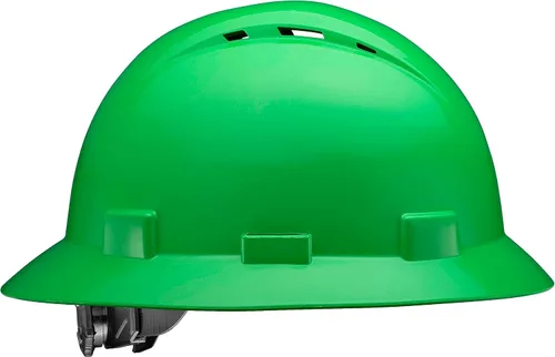 Vista 9 de Casco duro OSHA de ala completa ventilado de color sólido con suspensión de 6 puntos Verde