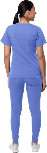 Vista 2 de Adar Pro Flawless Plus - Conjunto de exfoliante para mujer camiseta elevada con cuello en V y pantalones deportivos
