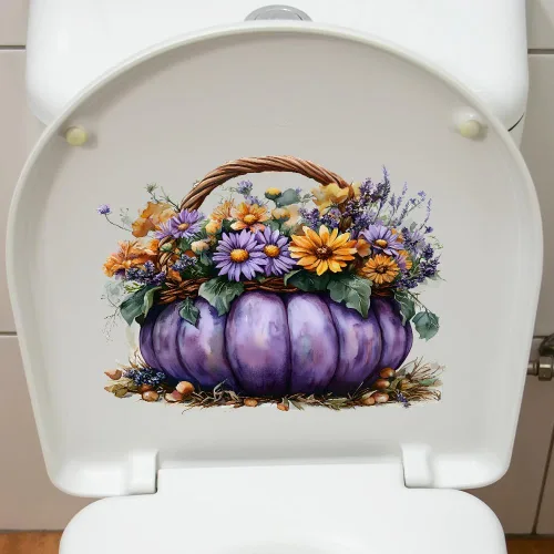 Vista 6 de Calcomanías de calabaza de Halloween autoadhesivas para inodoro, baño, pared, decoración del hogar, extraíble, sin residuos, 2