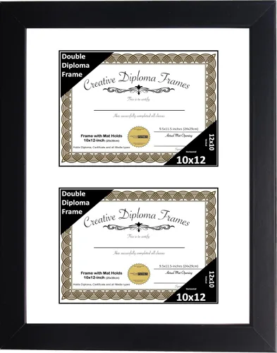 Vista 34 de Creative Picture Frames Marco de diploma doble clásico negro de 6 x 8 pulgadas con vidrio negro y colgador de pared instalado